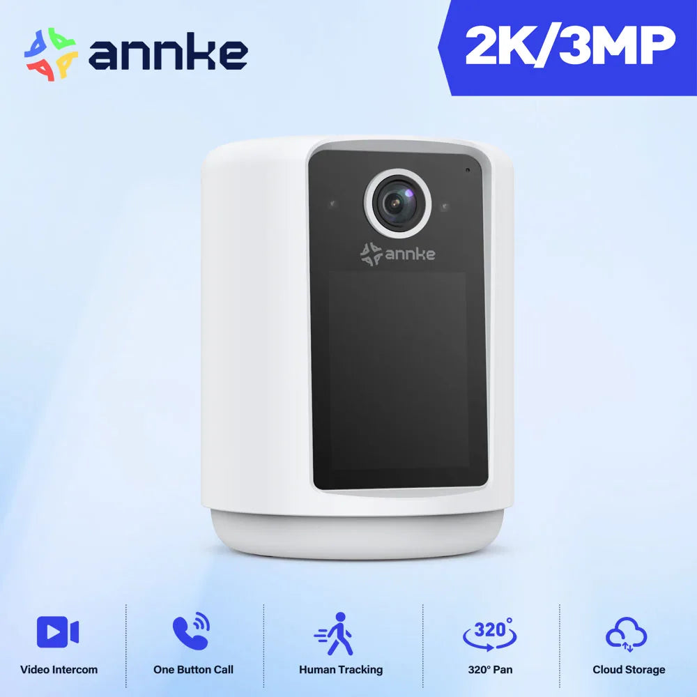 2K WiFi Indoor Security Camera with Screen | Pan & Tilt, Two-Way Video Call, Motion Detection & Night Vision