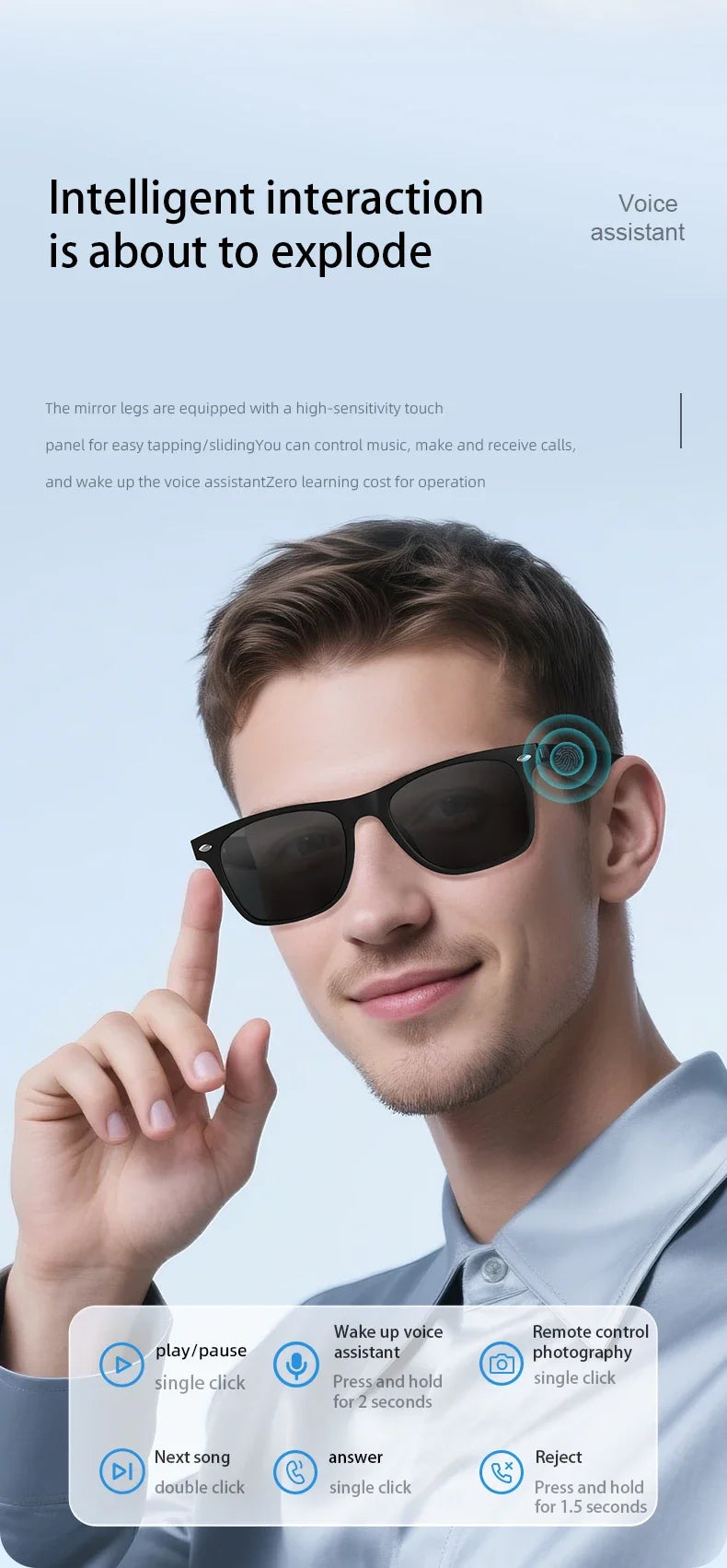 Xiaomi 4k Hd Ai Smart Glasses Camera Wearable Mini Camera Bluetooth Call Voice Assistant Control Smart Sports Camera Glasses