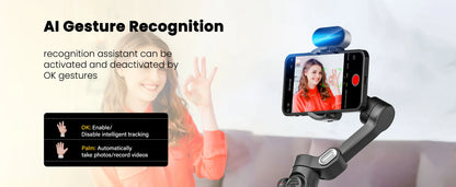 AOCHUAN Smart XE AI Gimbal - Professional Smartphone Stabilizer with No-App AI Tracking & Gesture Control - Perfect for TikTok & YouTube