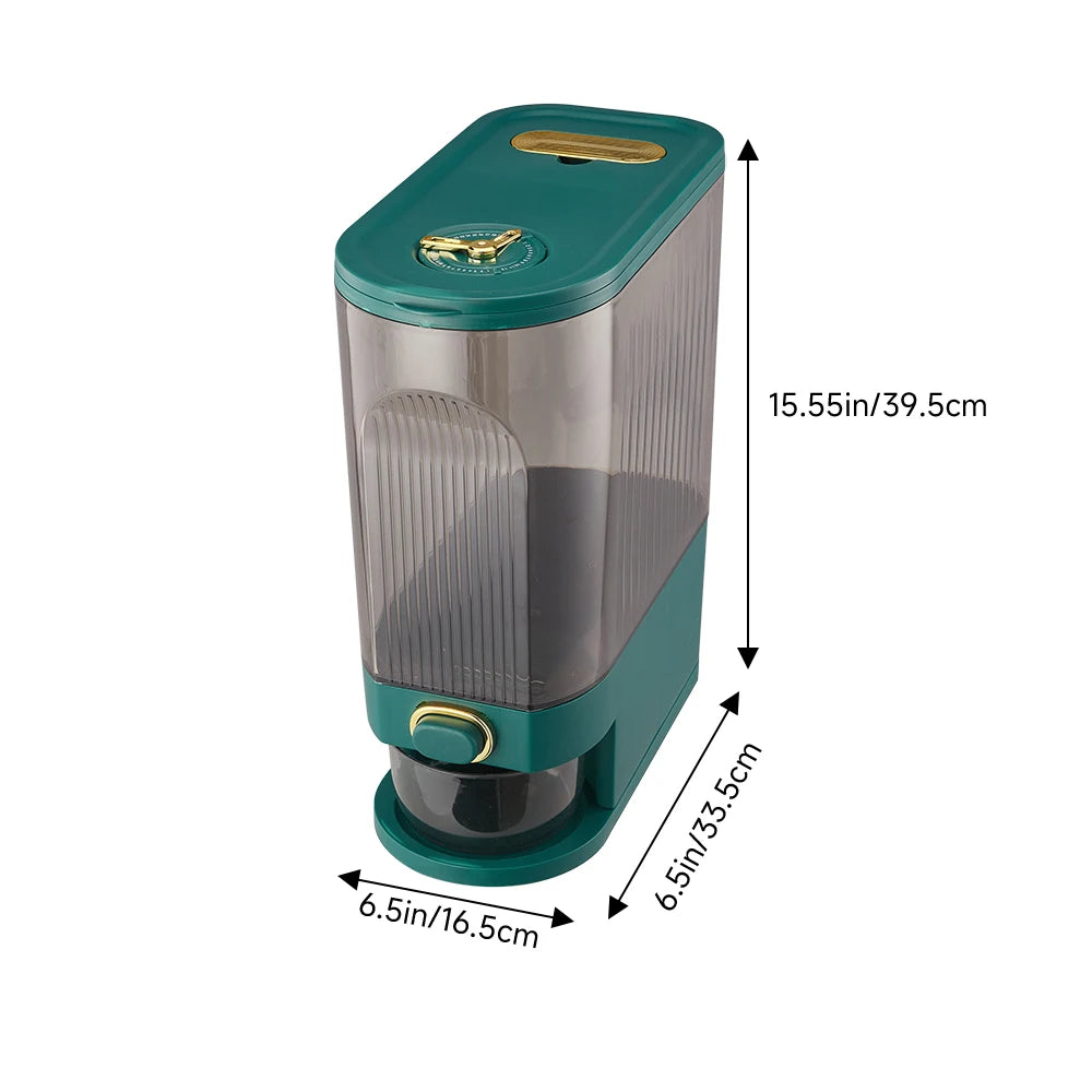 Airtight Rice Dispenser with Press Dispense | Transparent Storage Container, Pest Protection & Date Indicator — 5kg or 10kg