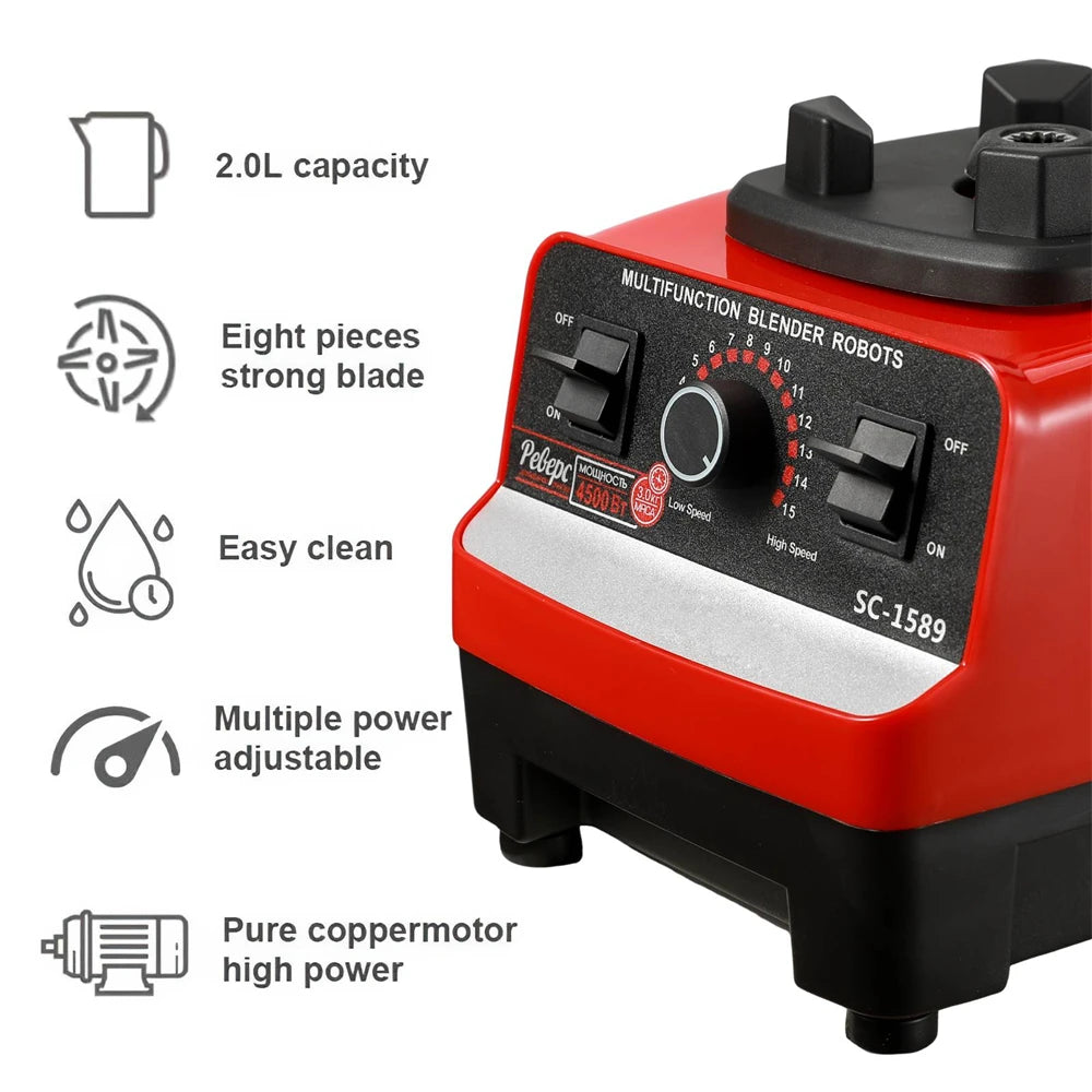 2 IN 1 Electric Blender 2000W Professional Mixer Juicer Smoothie Maker Fruit Vegtable Table Blenders Baby Food Processor