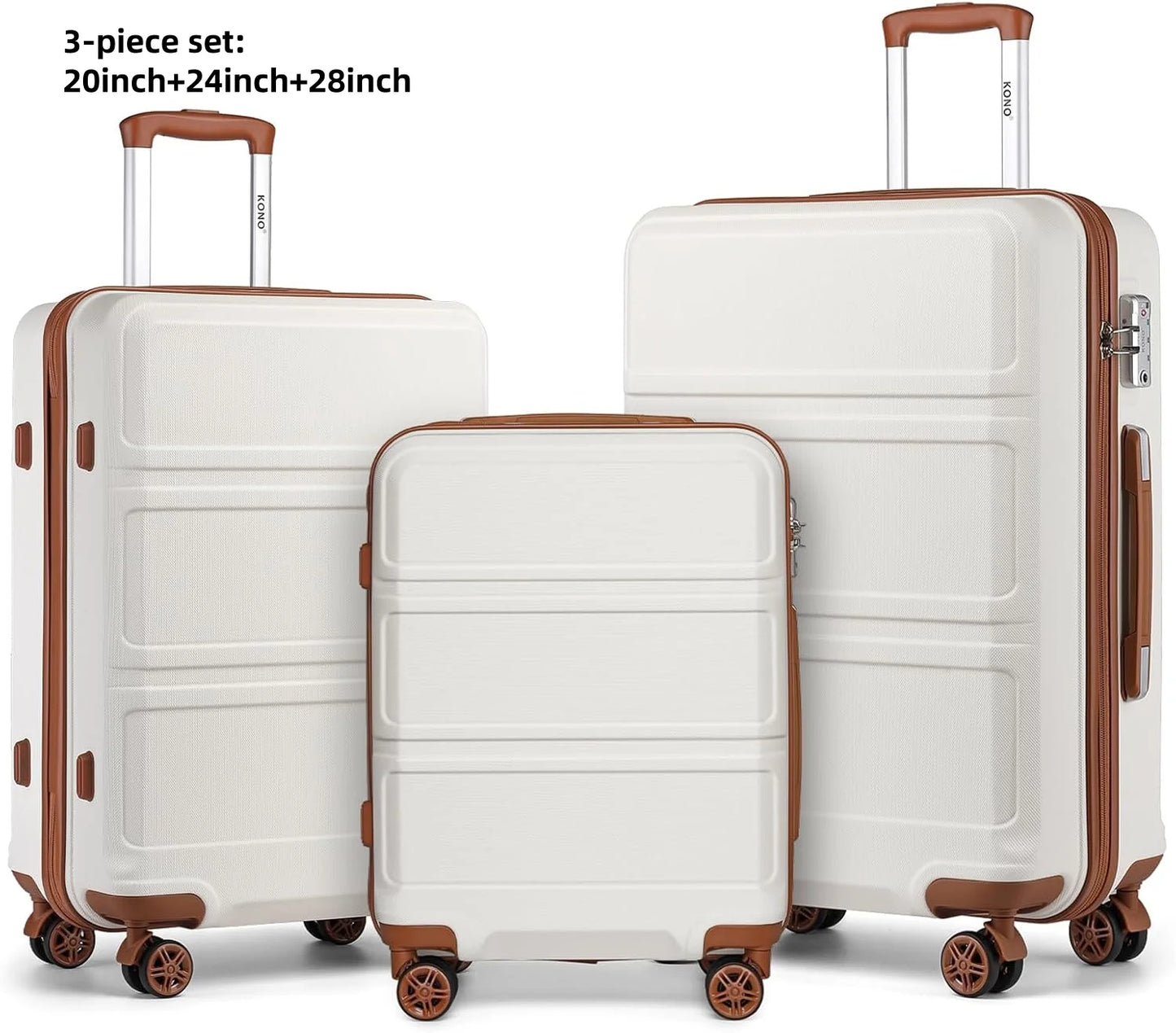 KONO Fashion Luggage Set – Lightweight ABS Hard Shell Suitcases with TSA Lock & 4 Spinner Wheels | 2/3/4/6 Piece Set | UK