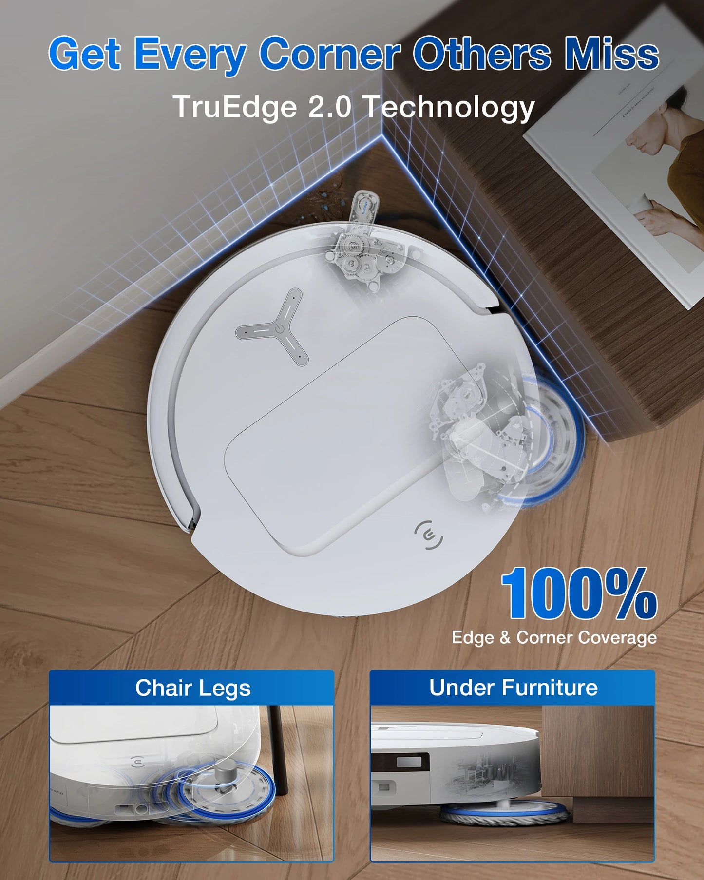 ECOVACS DEEBOT T50 PRO OMNI Robot Vacuum & Mop | 15,000Pa, TruEdge 2.0, ZeroTangle 2.0, OMNI Station — White
