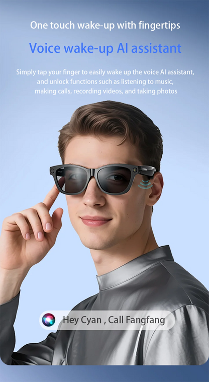 Blackview BV100 AI Smart Glasses | 8MP Camera, Bluetooth Calls, AI Translator & Voice Assistant — Sunglasses or Anti-Blue Light