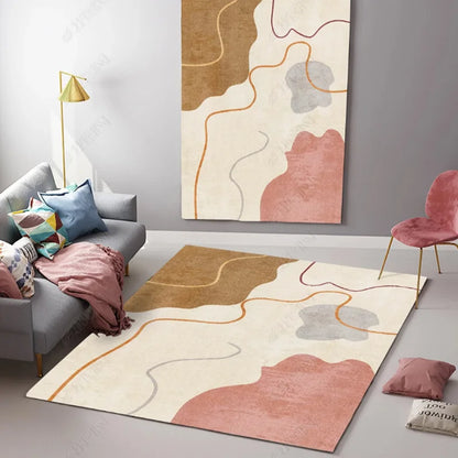 Nordic Geometric Abstract Area Rug – Modern Washable Living Room & Bedroom Carpet / Entrance Mat