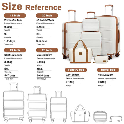 KONO Fashion Luggage Set – Lightweight ABS Hard Shell Suitcases with TSA Lock & 4 Spinner Wheels | 2/3/4/6 Piece Set | UK