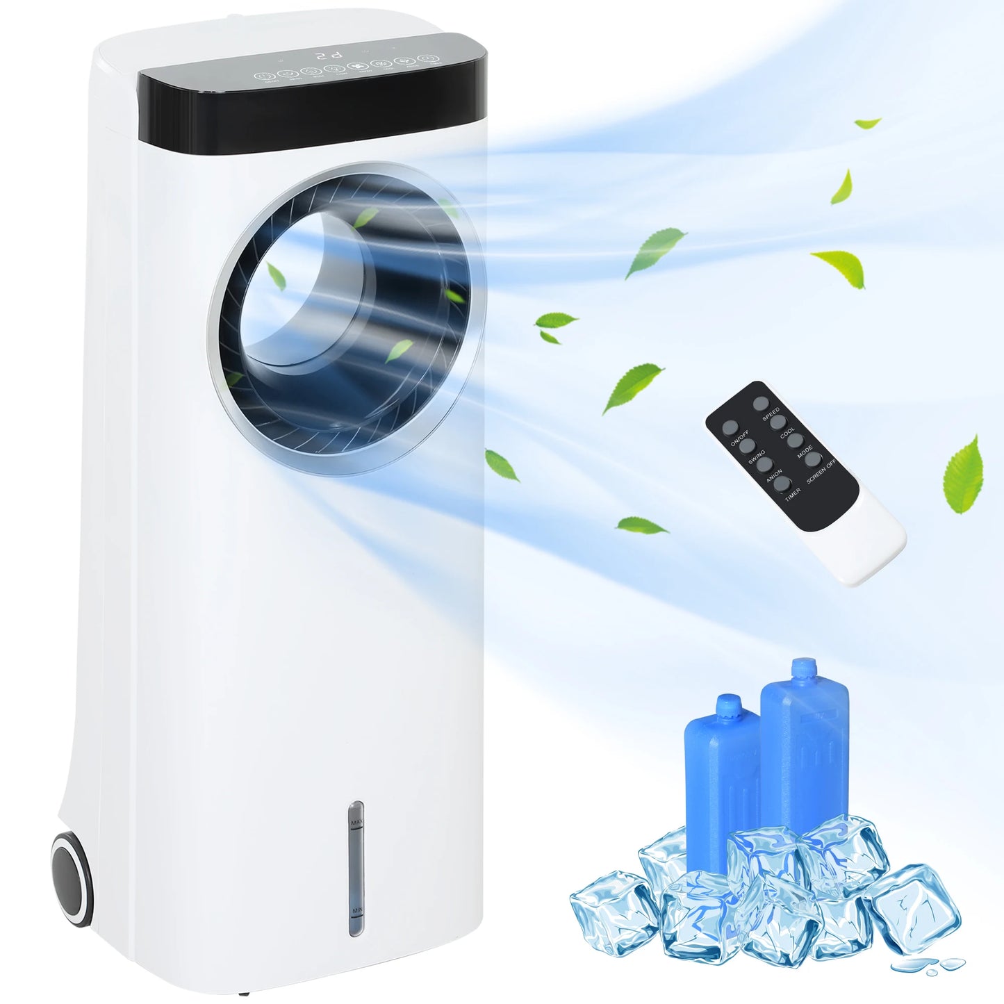 HOMCOM Bladeless Evaporative Air Cooler Fan with Humidifier & Air Purifier – 6.5L Water Tank, Remote Control, 3 Modes, 6 Speeds – Energy-Efficient Cooling for Home Use