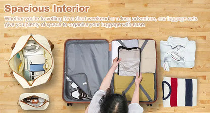 KONO Fashion Luggage Set – Lightweight ABS Hard Shell Suitcases with TSA Lock & 4 Spinner Wheels | 2/3/4/6 Piece Set | UK