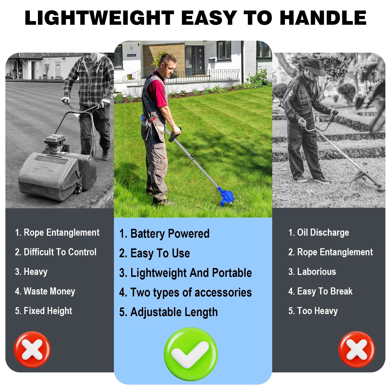 21V Cordless Weed Wacker,Battery Powered Weed Wacker 3 in 1 Rechargeable Weed Wacker Electric for Lawn Garden Yard,Blue
