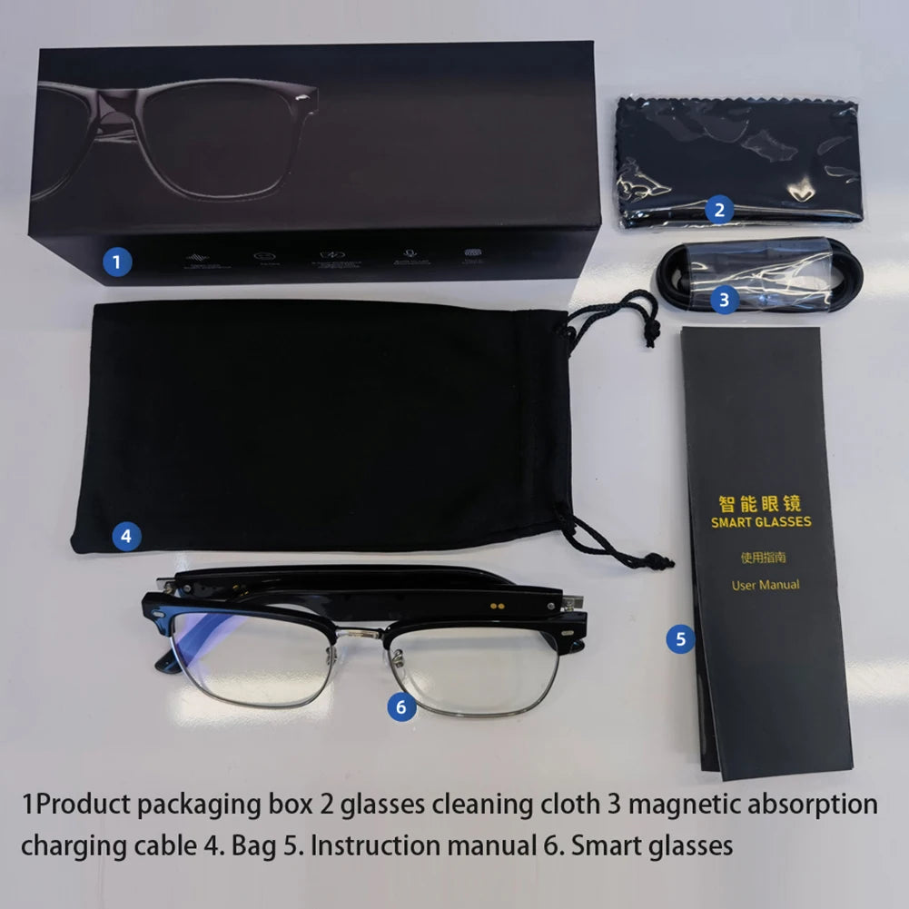 Outdoor Smart Bluetooth Glasses with Open‑Ear Speakers & Mic – AI Voice Assistant, Touch Control Sports Sunglasses | UK