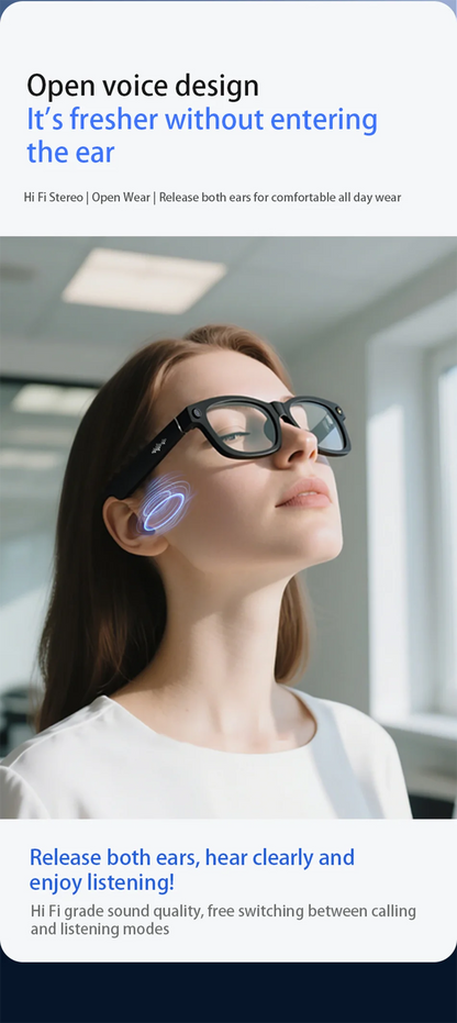 Blackview BV100 AI Smart Glasses | 8MP Camera, Bluetooth Calls, AI Translator & Voice Assistant — Sunglasses or Anti-Blue Light