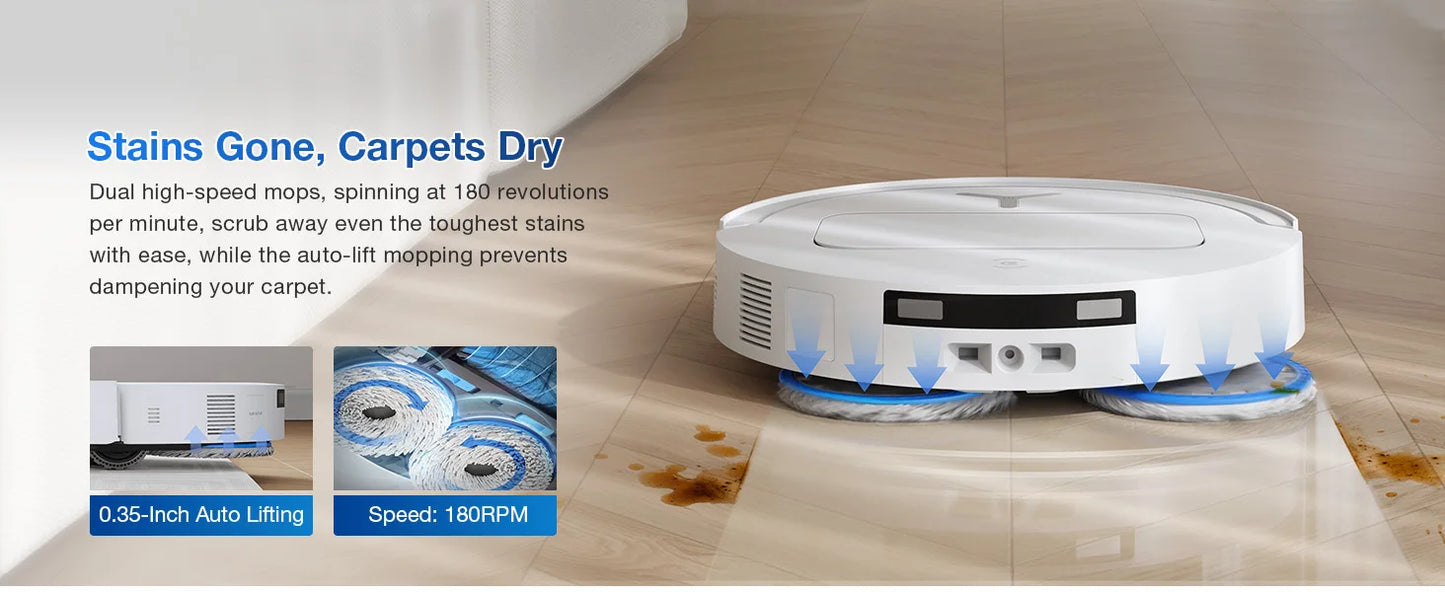 ECOVACS DEEBOT T50 PRO OMNI Robot Vacuum & Mop | 15,000Pa, TruEdge 2.0, ZeroTangle 2.0, OMNI Station — White