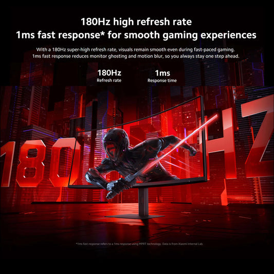 Xiaomi G34WQi 34" Ultrawide Curved Gaming Monitor | 180Hz, 1ms, 3440×1440 WQHD, 1500R, AMD FreeSync Premium — Black, UK Plug