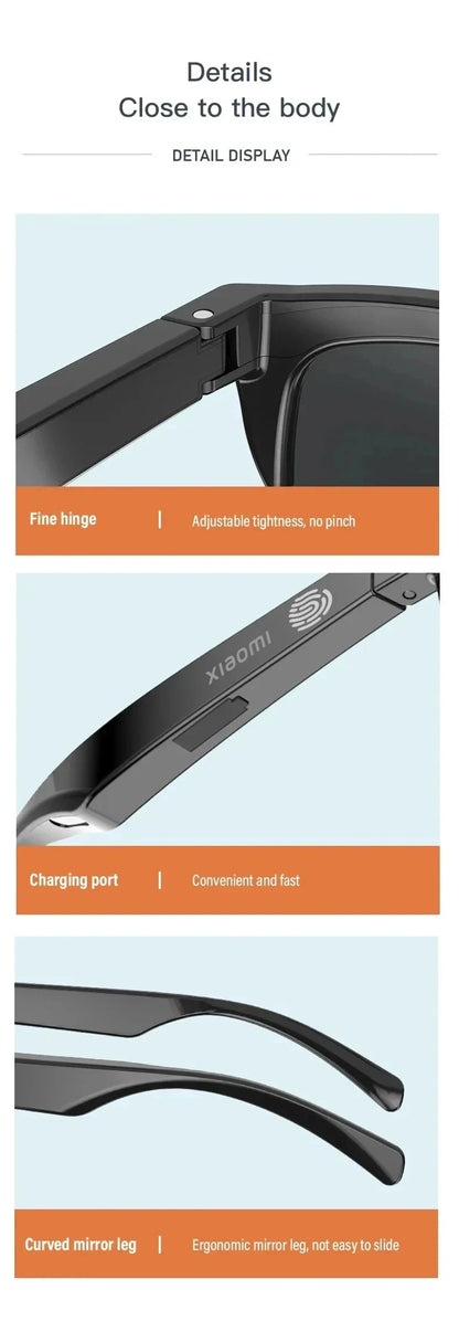 Original mijia Xiaomi Smart Sunglasses Glasses Bluetooth Call Outdoor Sports headset HIFI Blue Light Waterproof Anti-UV with mic