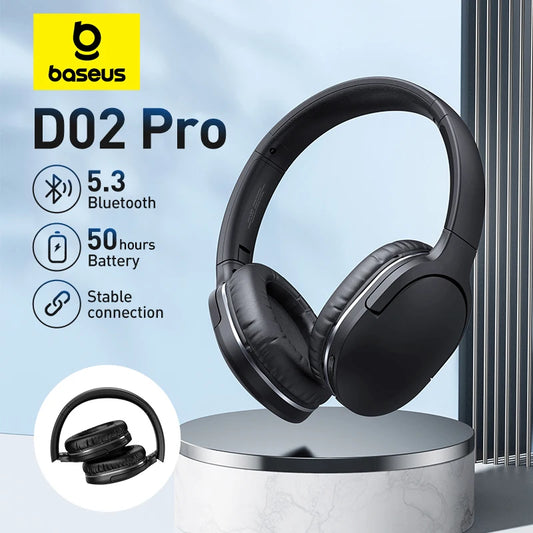 Baseus D02 Pro Wireless Bluetooth Headphones HIFI Stereo Earphones Foldable Sport Headset with Audio Cable foriPhone