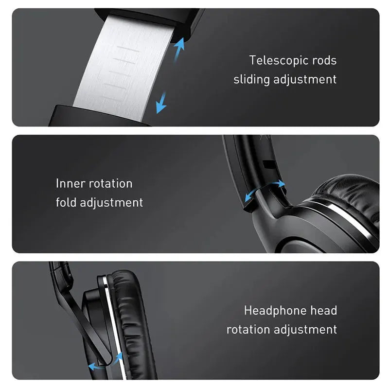 Baseus D02 Pro Wireless Bluetooth Headphones HIFI Stereo Earphones Foldable Sport Headset with Audio Cable foriPhone