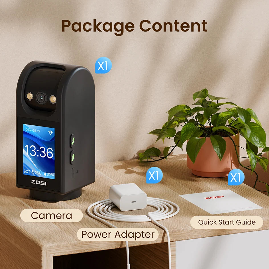 ZOSI C520M 4MP Indoor Smart Security Camera with 2.8’’ HD Screen Two-Way Video Calling 360° Pan Tilt AI Motion