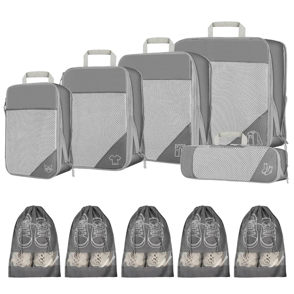 10pcs Compression Packing Cubes with Shoe Bags – Suitcase Storage Set & Carry‑On Luggage Organisers for Travel | UK