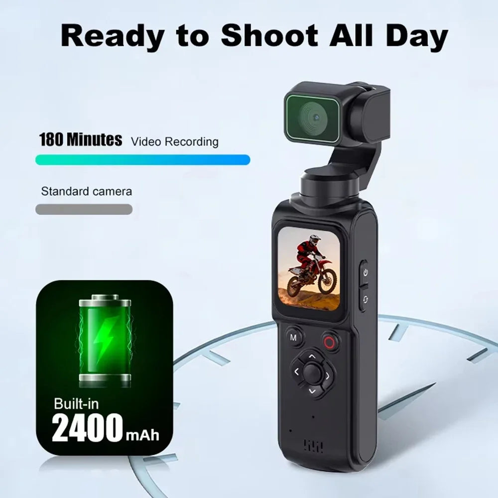 4K Pocket Gimbal Vlogging Camera | 330° Auto-Tracking, 18x Zoom, WiFi, 2400mAh, 30m Waterproof — Black or White