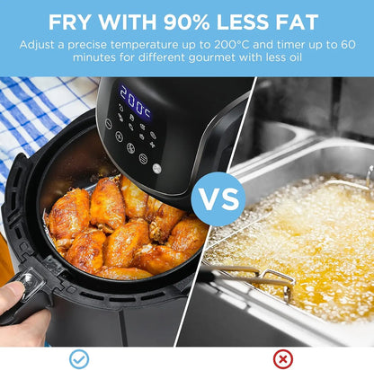 Midea 4L Touch Control Air Fryer with Digital Display – 8 Presets, 360° Air Flow Heating System, Detachable Basket – Oil-Free Cooking for Healthier Meals