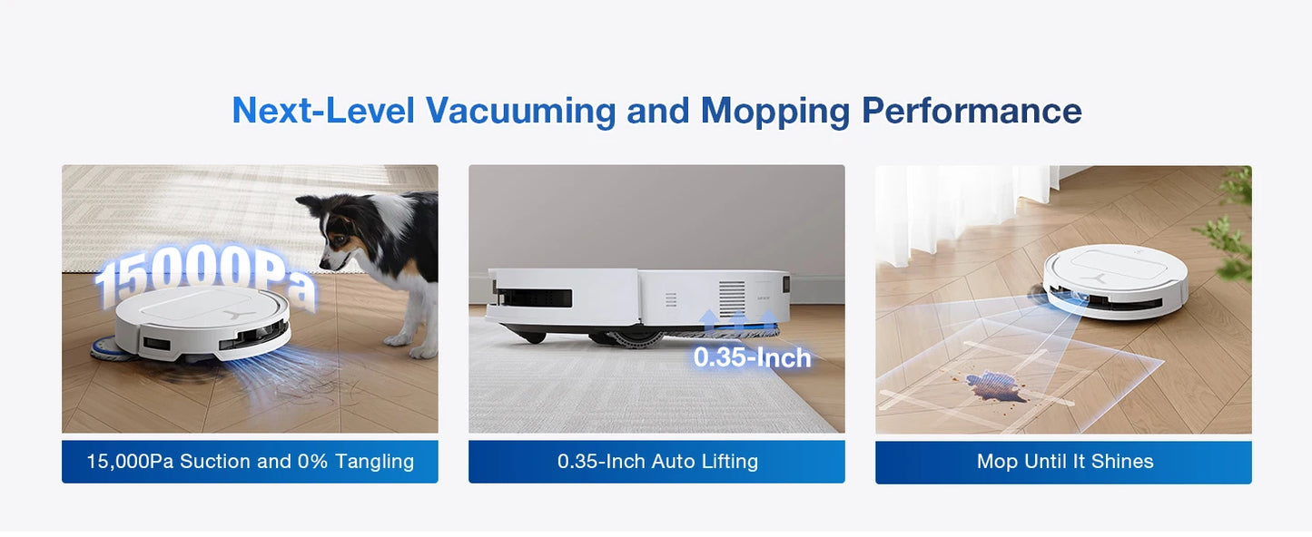 ECOVACS DEEBOT T50 PRO OMNI Robot Vacuum & Mop | 15,000Pa, TruEdge 2.0, ZeroTangle 2.0, OMNI Station — White