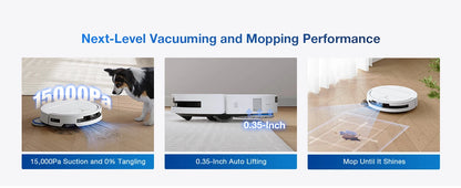 ECOVACS DEEBOT T50 PRO OMNI Robot Vacuum & Mop | 15,000Pa, TruEdge 2.0, ZeroTangle 2.0, OMNI Station — White