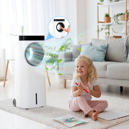HOMCOM Bladeless Evaporative Air Cooler Fan with Humidifier & Air Purifier – 6.5L Water Tank, Remote Control, 3 Modes, 6 Speeds – Energy-Efficient Cooling for Home Use