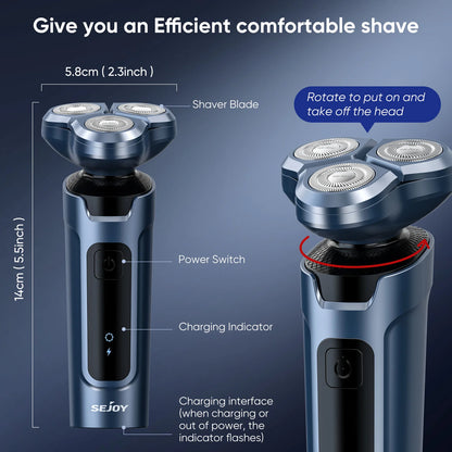 SEJOY 3 In 1 Multifunction Mens Electric Shaver Powerful Beard Nose Hair Trimmer Shaving Machine Electric Razor Waterproof