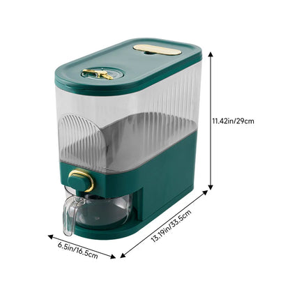 Airtight Rice Dispenser with Press Dispense | Transparent Storage Container, Pest Protection & Date Indicator — 5kg or 10kg