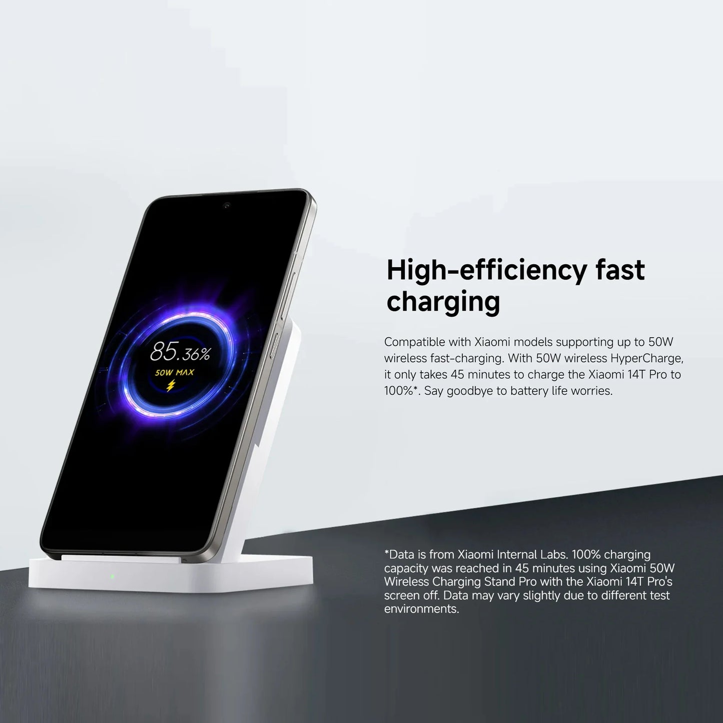 Xiaomi 50W Wireless Charging Stand Pro | Fast Wireless Charge, USB-C Input, Charging Indicator — White
