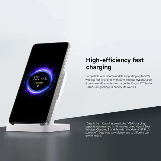 Xiaomi 50W Wireless Charging Stand Pro | Fast Wireless Charge, USB-C Input, Charging Indicator — White