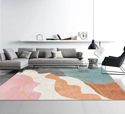 Nordic Geometric Abstract Area Rug – Modern Washable Living Room & Bedroom Carpet / Entrance Mat