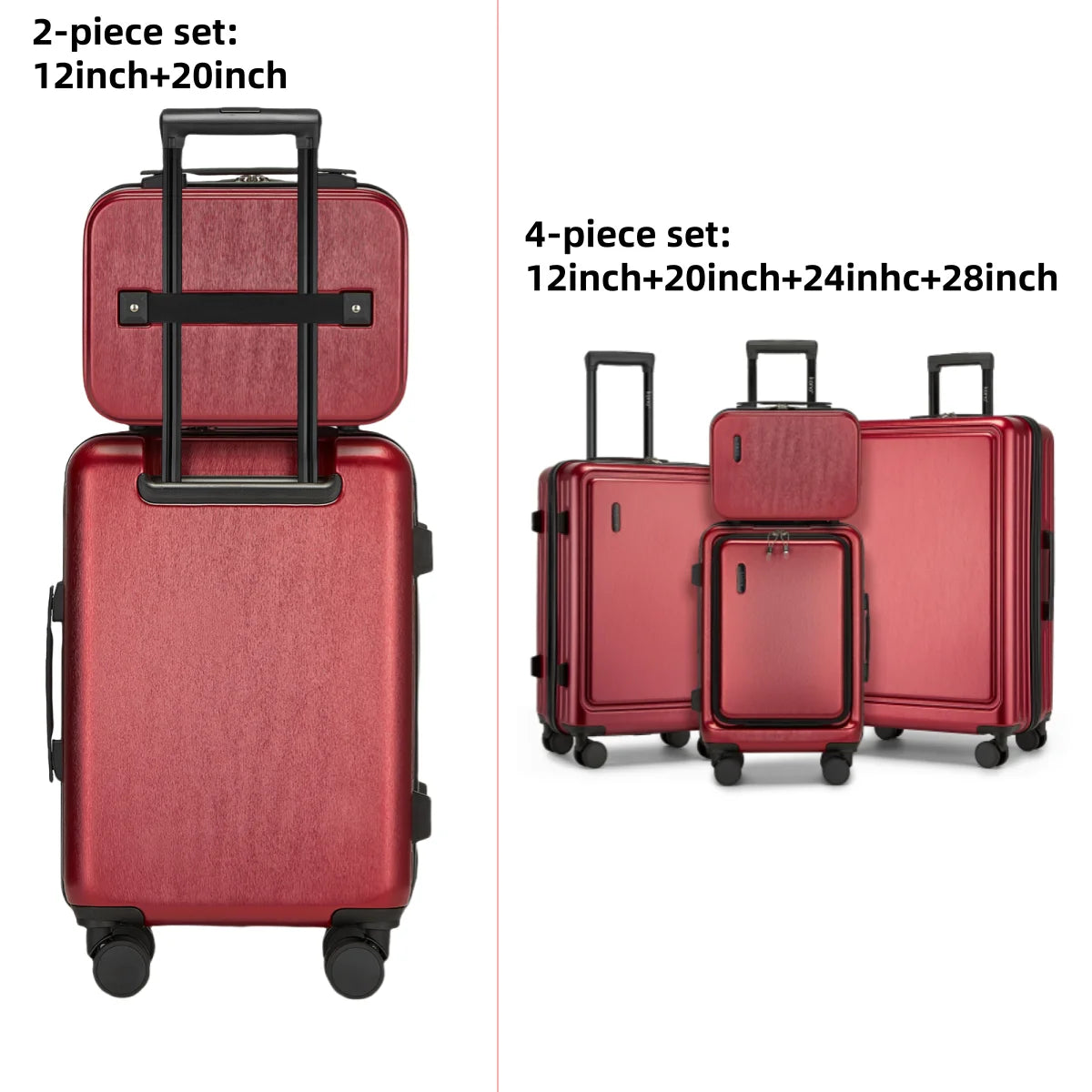 Kono Hardshell Luggage Set | ABS+PC Lightweight, TSA Lock, 4 Spinner Wheels — 2-Piece or 4-Piece, Navy, Grey, Black or Burgundy