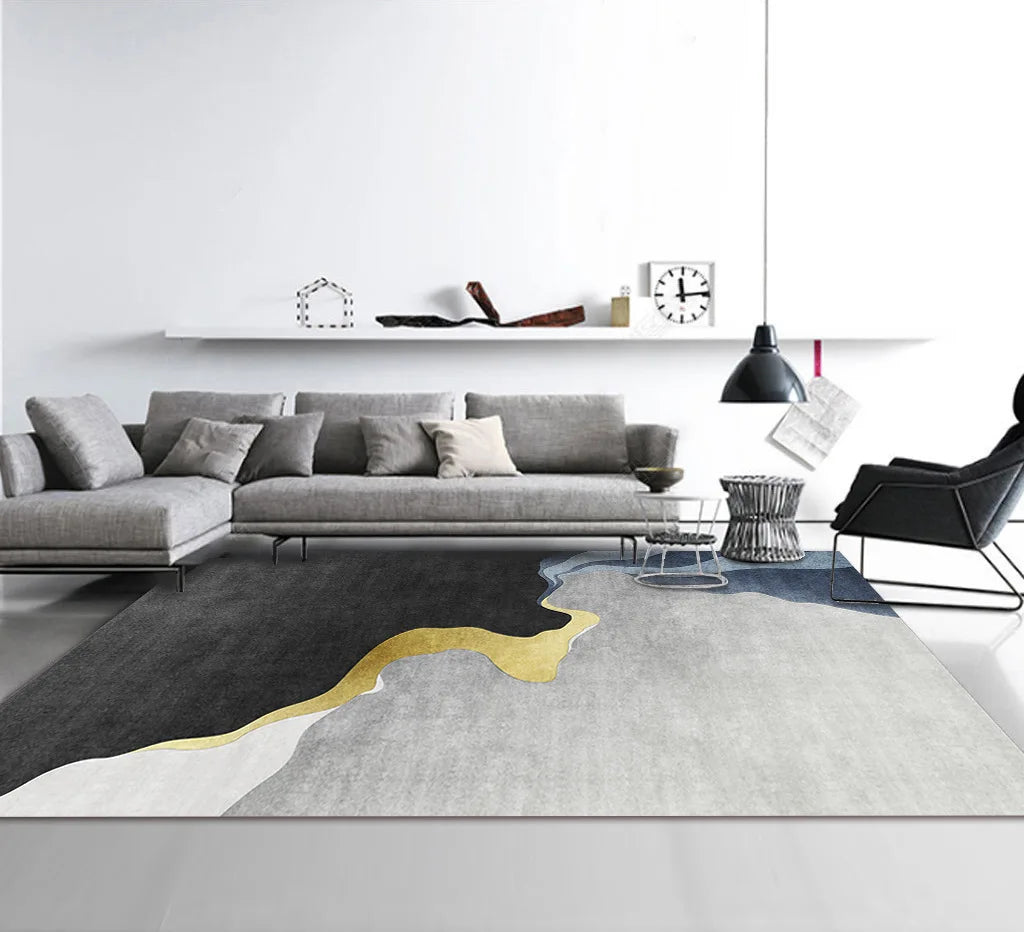 Nordic Geometric Abstract Area Rug – Modern Washable Living Room & Bedroom Carpet / Entrance Mat