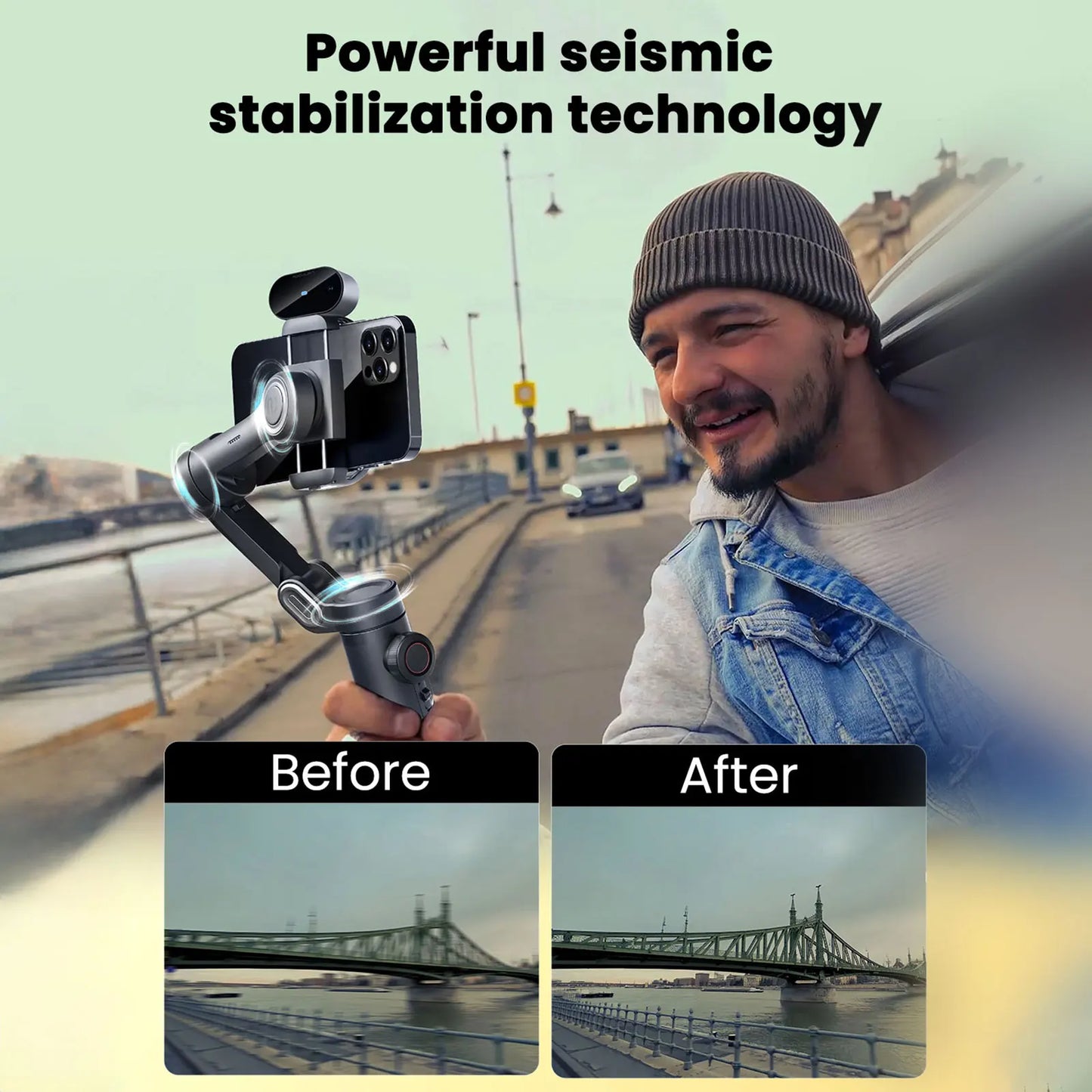 AOCHUAN Smart XE AI Gimbal - Professional Smartphone Stabilizer with No-App AI Tracking & Gesture Control - Perfect for TikTok & YouTube