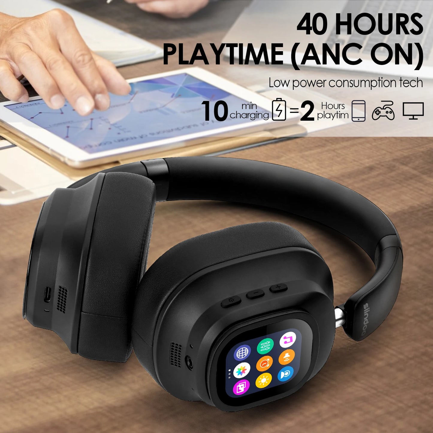 Siindoo JH-ANC930Plus Hybrid Wireless Headphone Active Noise Cancelling Headphones With Multi Magnetic Touch Control