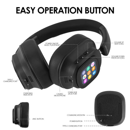 Siindoo JH-ANC930Plus Hybrid Wireless Headphone Active Noise Cancelling Headphones With Multi Magnetic Touch Control