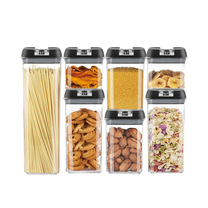 【Lifeideas】7Pcs Airtight Food Storage Containers with Clasp Lids Plastic Clear Jars with Easy Lock Lid Kitchen Pantry Organize