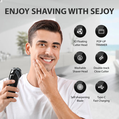 SEJOY Shaver Men USB Electric Shaver Powerful Beard Electric Razor Rechargeable WaterproofShaving Machine