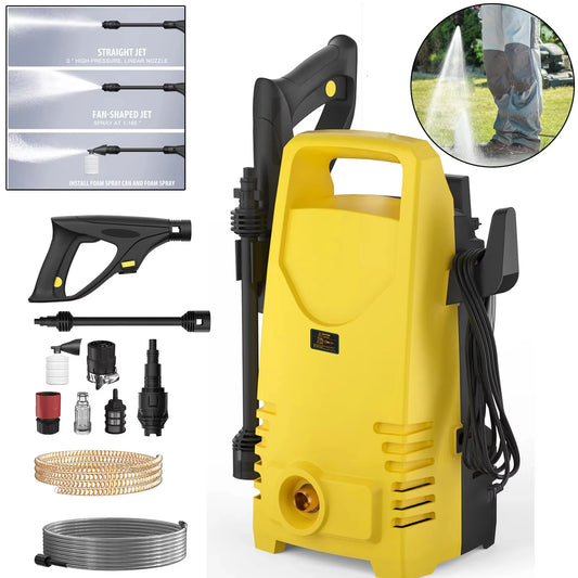 1800W Portable Electric Pressure Washer – 5000PSI Jet Cleaner with Adjustable 3-in-1 Nozzle for Car Patio Driveway