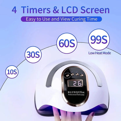 450W Professional LED UV Nail Lamp - Motion Sensor Fast Gel Polish Dryer for UK Salons & Home Use