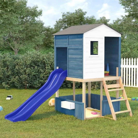 175x38x23 cm Blue Polypropylene Play Slide for Kids - Durable Outdoor Fun