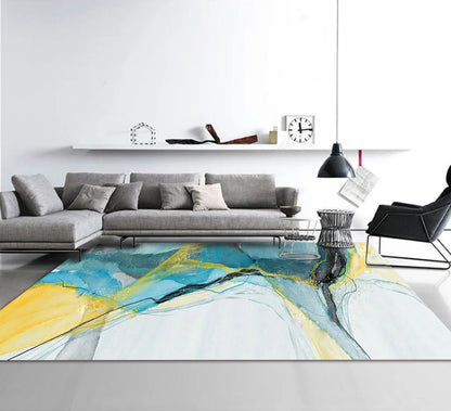 Nordic Geometric Abstract Area Rug – Modern Washable Living Room & Bedroom Carpet / Entrance Mat
