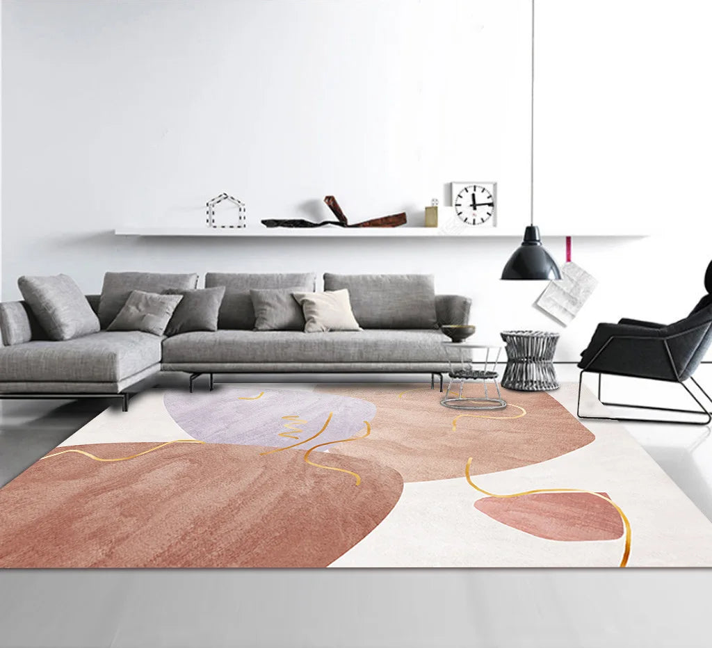 Nordic Geometric Abstract Area Rug – Modern Washable Living Room & Bedroom Carpet / Entrance Mat