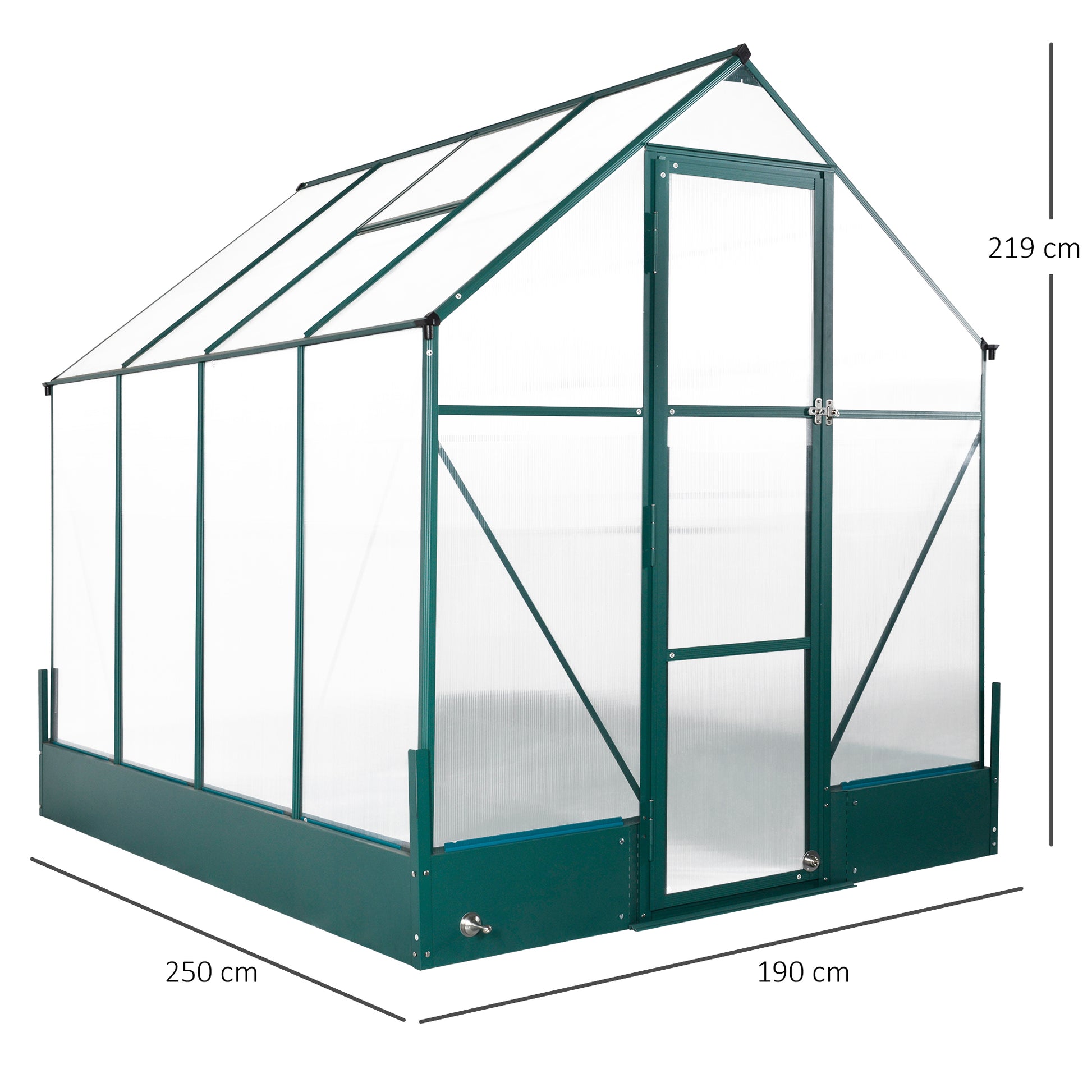 Outsunny six by eight foot polycarbonate walk-in greenhouse - product view 3