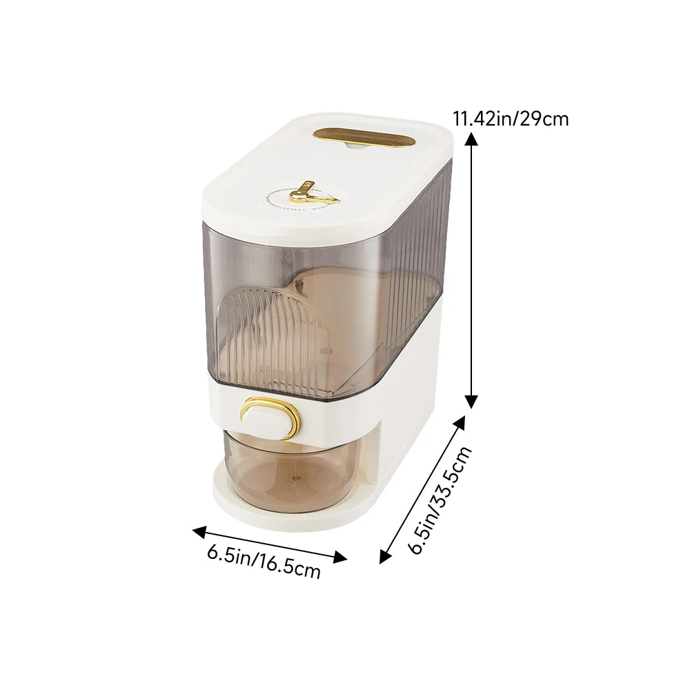 Airtight Rice Dispenser with Press Dispense | Transparent Storage Container, Pest Protection & Date Indicator — 5kg or 10kg