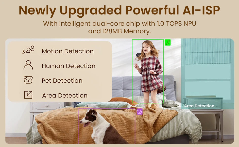 ZOSI C520M 4MP Indoor Smart Security Camera with 2.8’’ HD Screen Two-Way Video Calling 360° Pan Tilt AI Motion