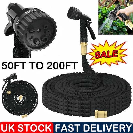Expandable Garden Hose with 8-Function Adjustable Spray Gun – Lightweight Leak-Proof & Space-Saving - 200ft / UNITED