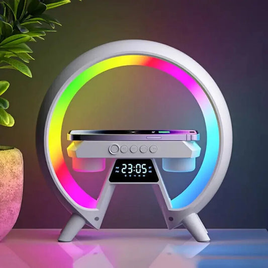 ZHUHUAYU Smart G LED Lamp – Bluetooth Speaker Wireless Charger RGB Alarm Clock Night Light – Modern Digital Display