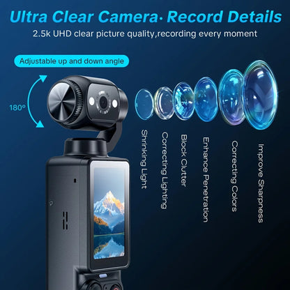 4K Portable Vlog Camera | 180° Rotatable Lens, 1.9" HD Screen, Built-in Fill Light & 2000mAh Battery — Black / White